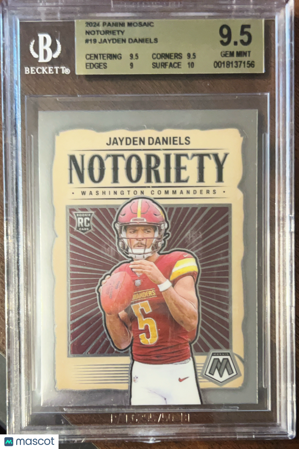 2024 Panini Mosaic Notoriety Jayden Daniels #19 BGS 9.5