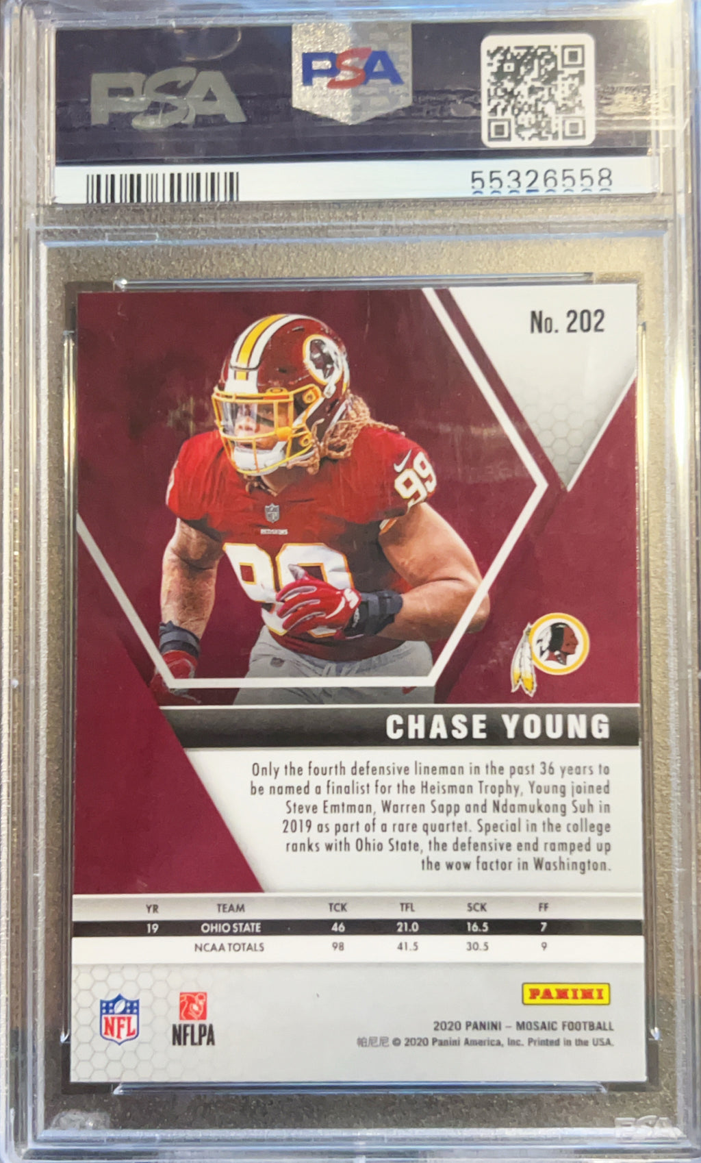 2020 Panini Mosaic Chase Young #202 PSA 9