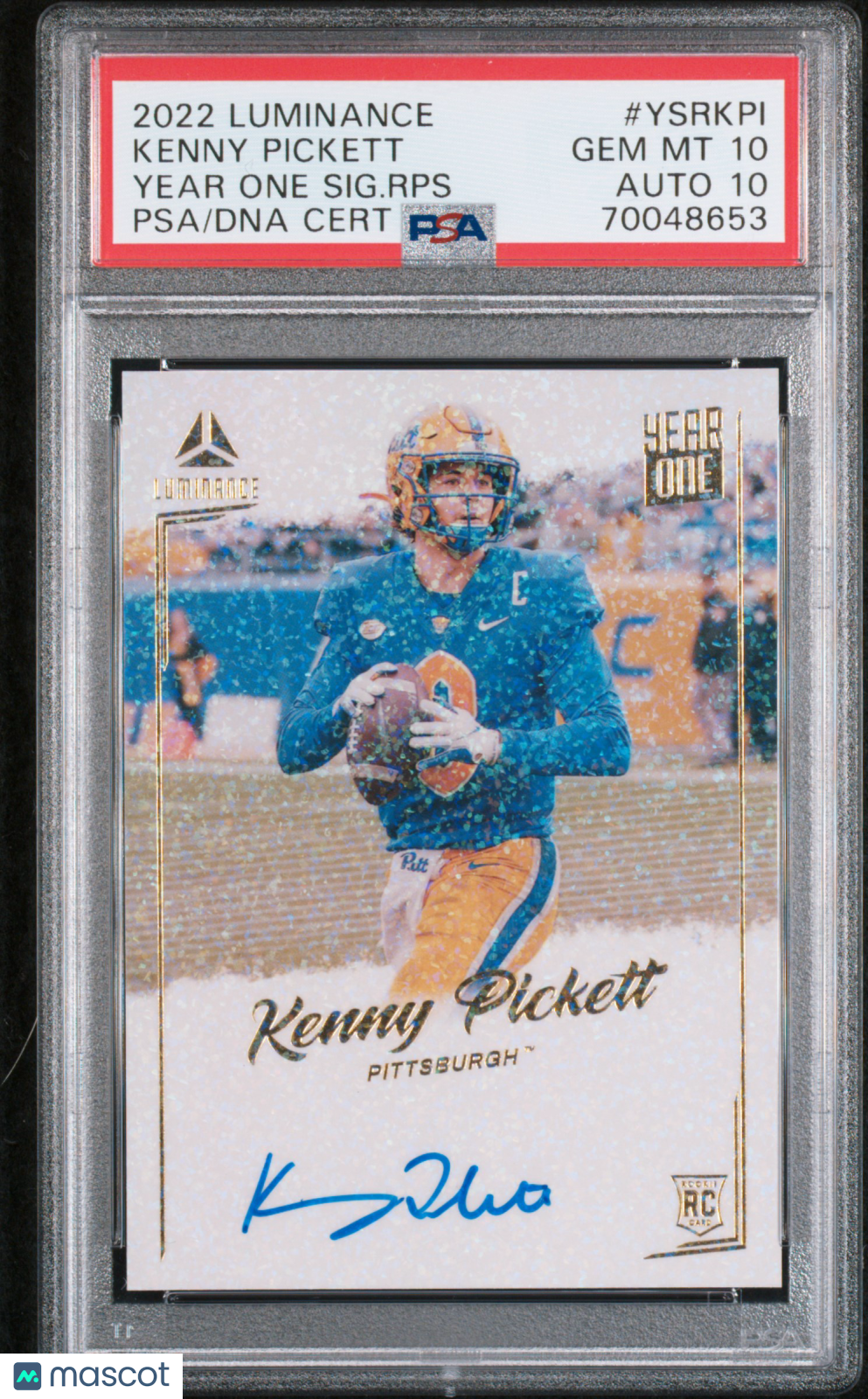 2022 Panini Luminance Year One Signatures Kenny Pickett #YSRKPI PSA 10 POP 1