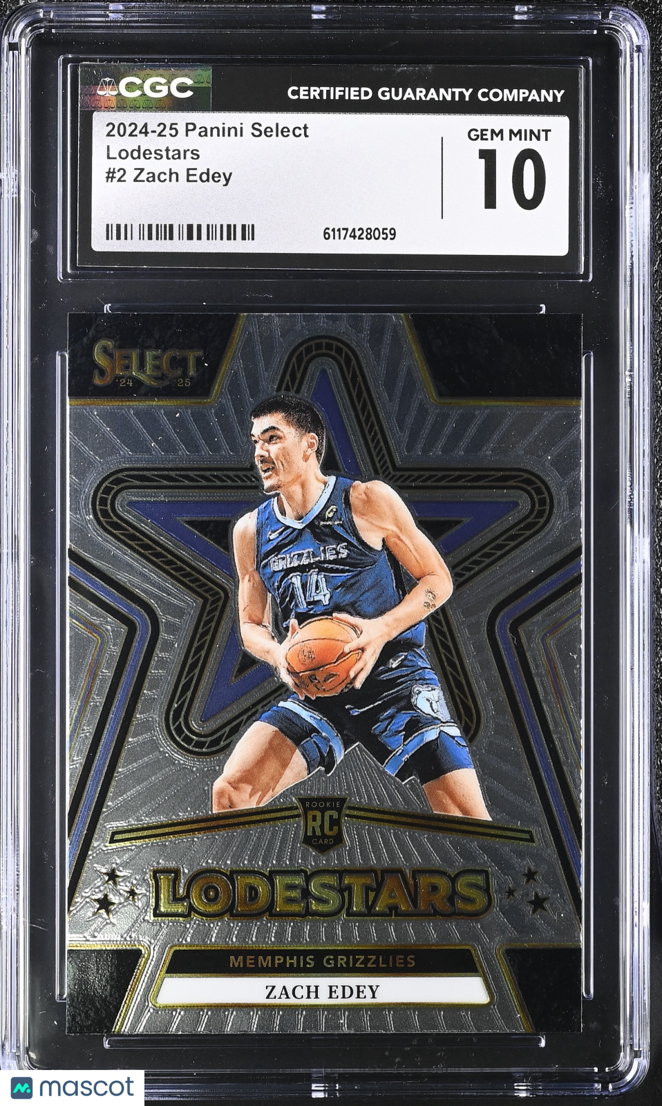 2024-25 Panini Select Zach Edey #2 Lodestars CGC 10