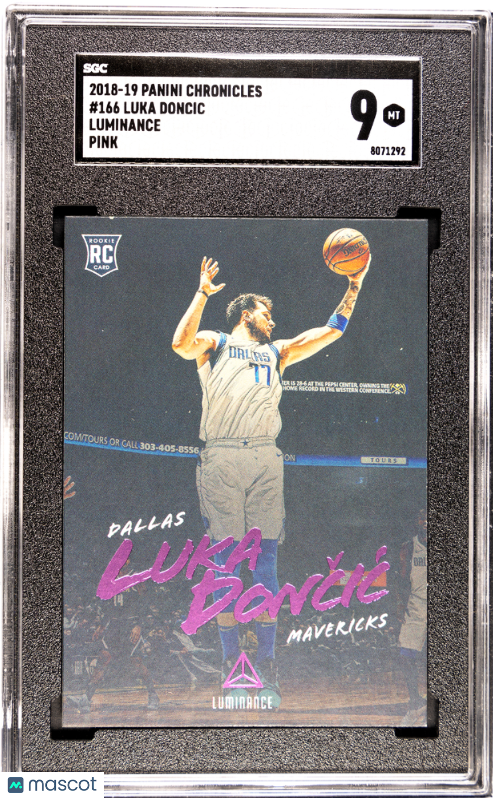 2018 Panini Chronicles Luka Doncic #166 Luminance Pink SGC 9
