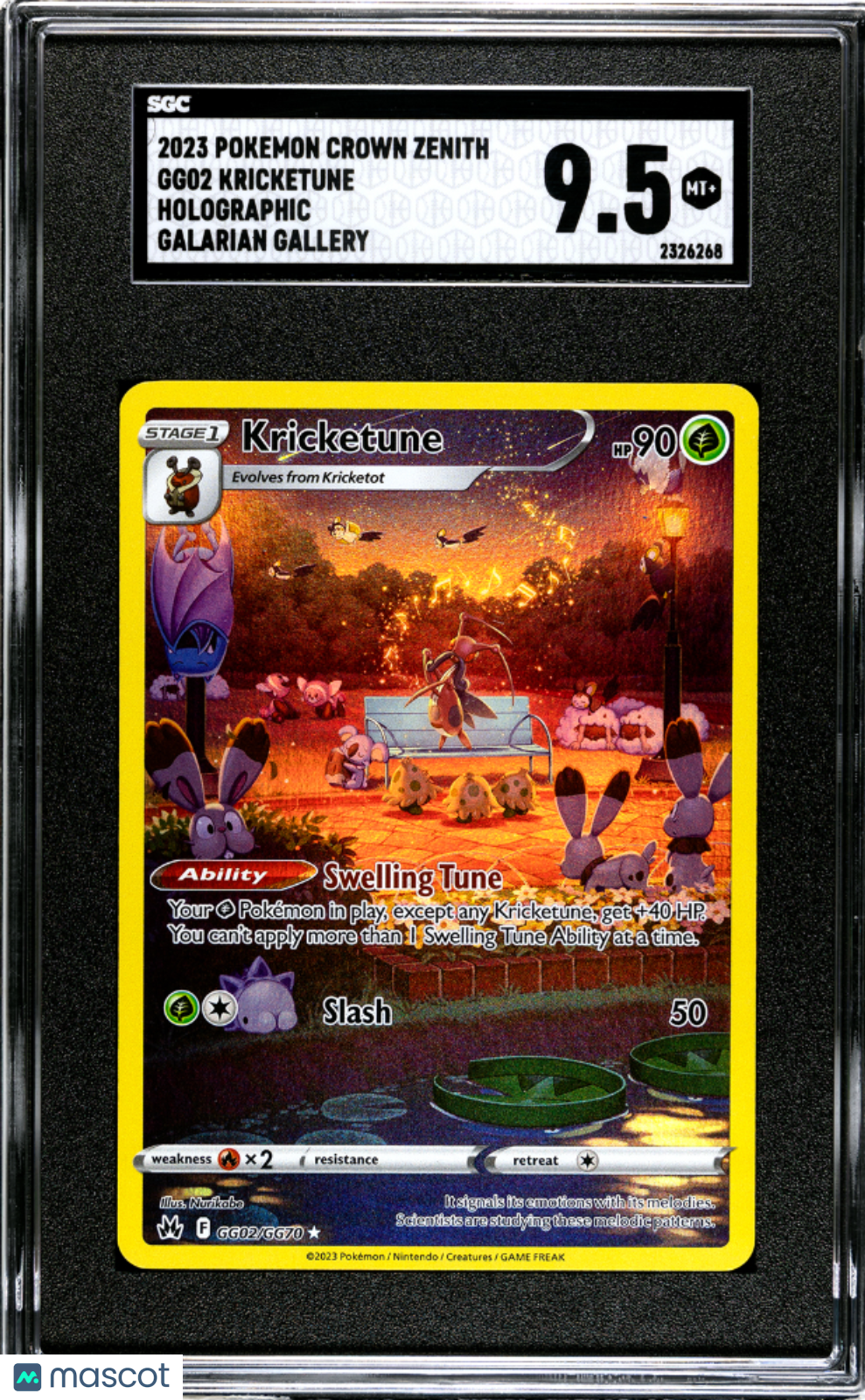 2023 Pokemon Crown Zenith Kricketune SGC 9.5 #GG02