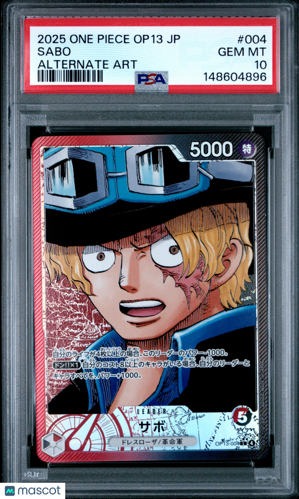 2025 One Piece Japanese Op13-Carrying On His Will Sabo Alternate Art PSA 10 #004