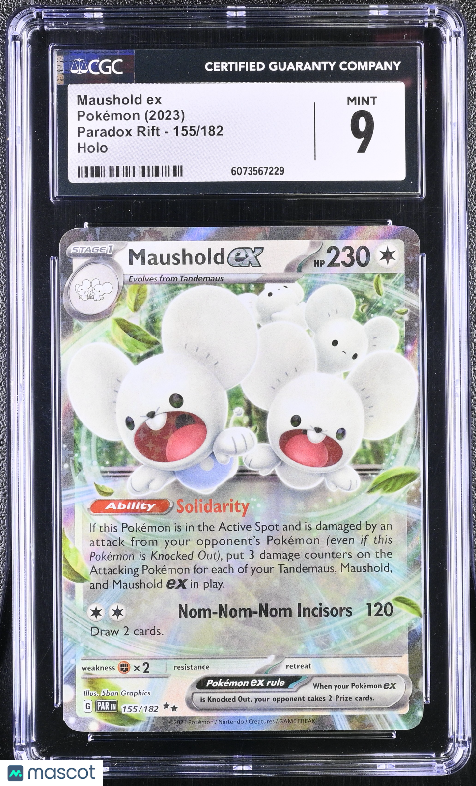 2023 Pokemon Paradox Rift Maushold ex Holo CGC 9 #155/182