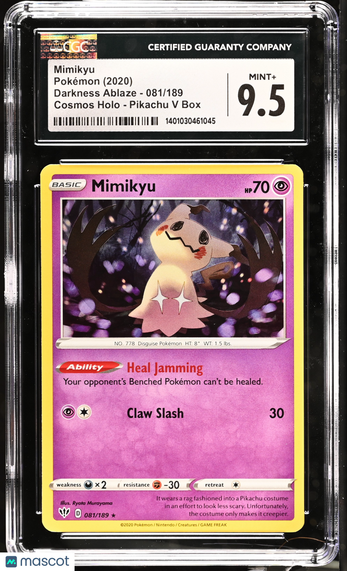 2020 Pokemon Darkness Ablaze Mimikyu Cosmos Holo 081/189 CGC 9.5 #081/189
