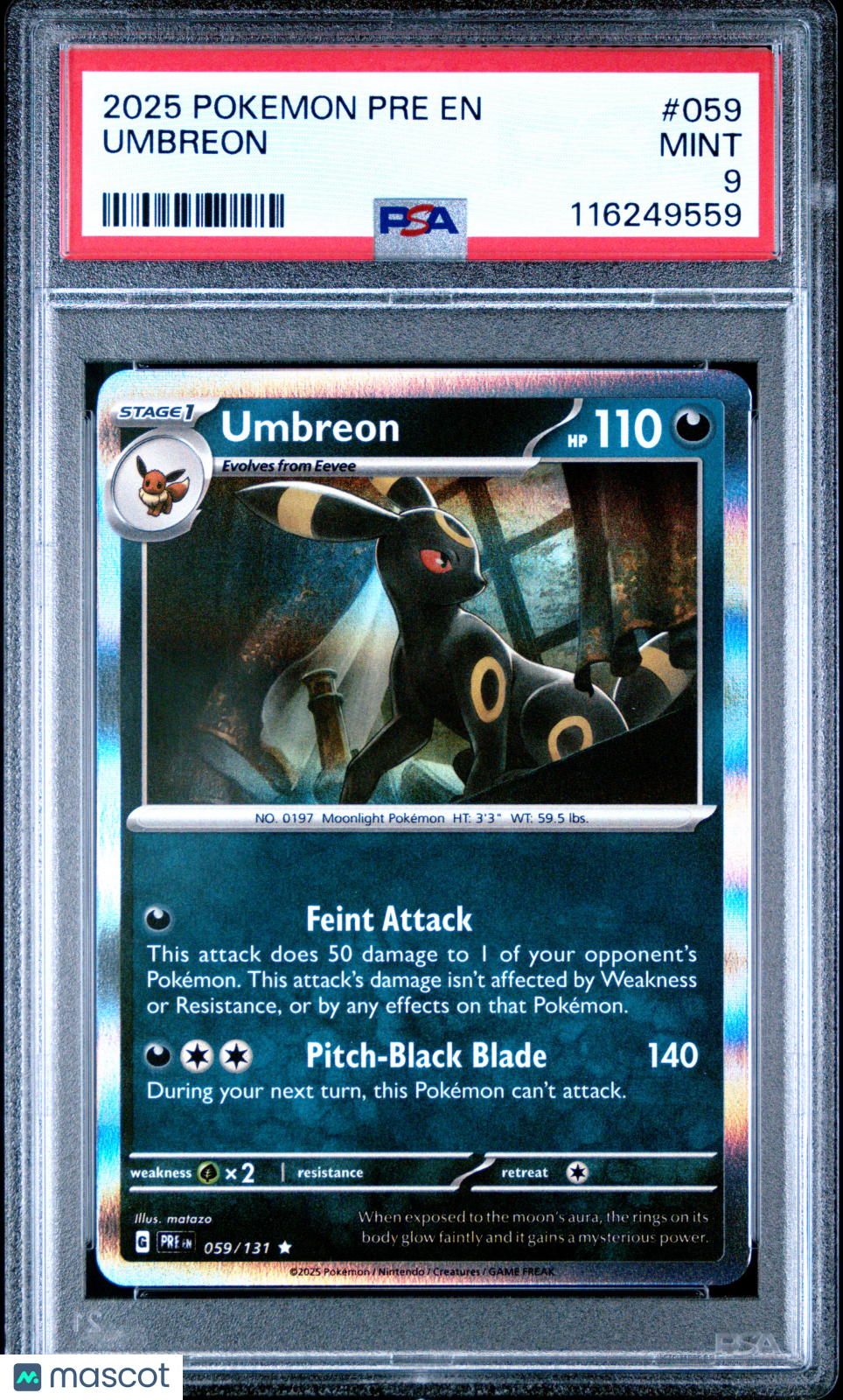 2025 Pokemon Pre EN-Prismatic Evolutions Umbreon PSA 9 #059
