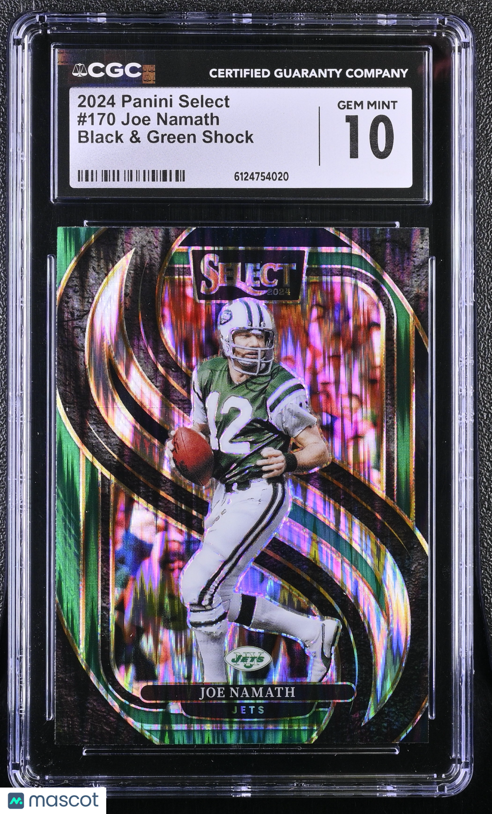 2024 Panini Select Joe Namath #170 Black & Green Shock CGC 10