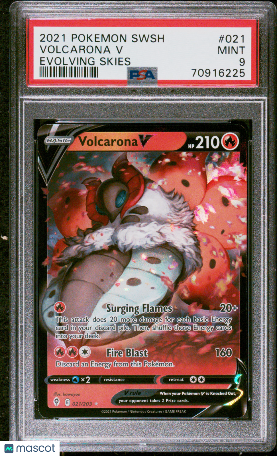 2021 Pokemon Sword & Shield Evolving Skies Volcarona V Evolving Skies PSA 9 #021