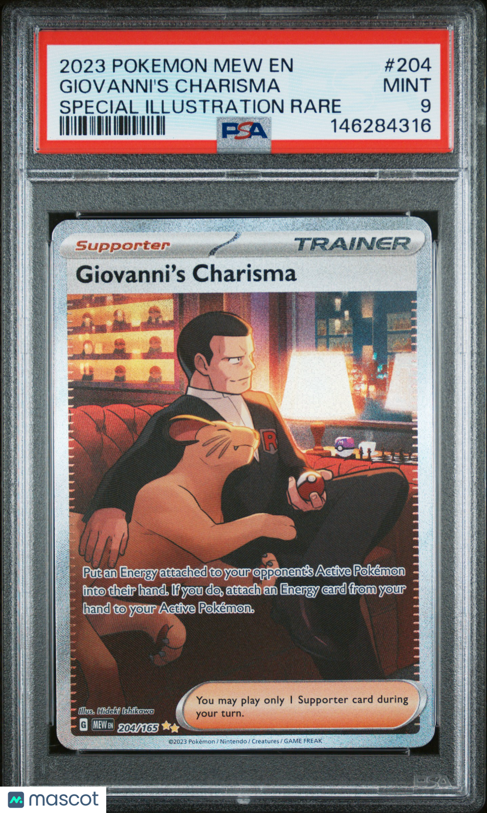 2023 Pokemon Mew EN-151 Giovanni's Charisma Special Illustration Rare PSA 9 #204