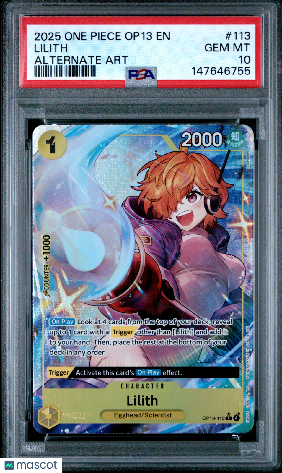 2025 One Piece Op13-Carrying On His Will Lilith Alternate Art PSA 10 #113