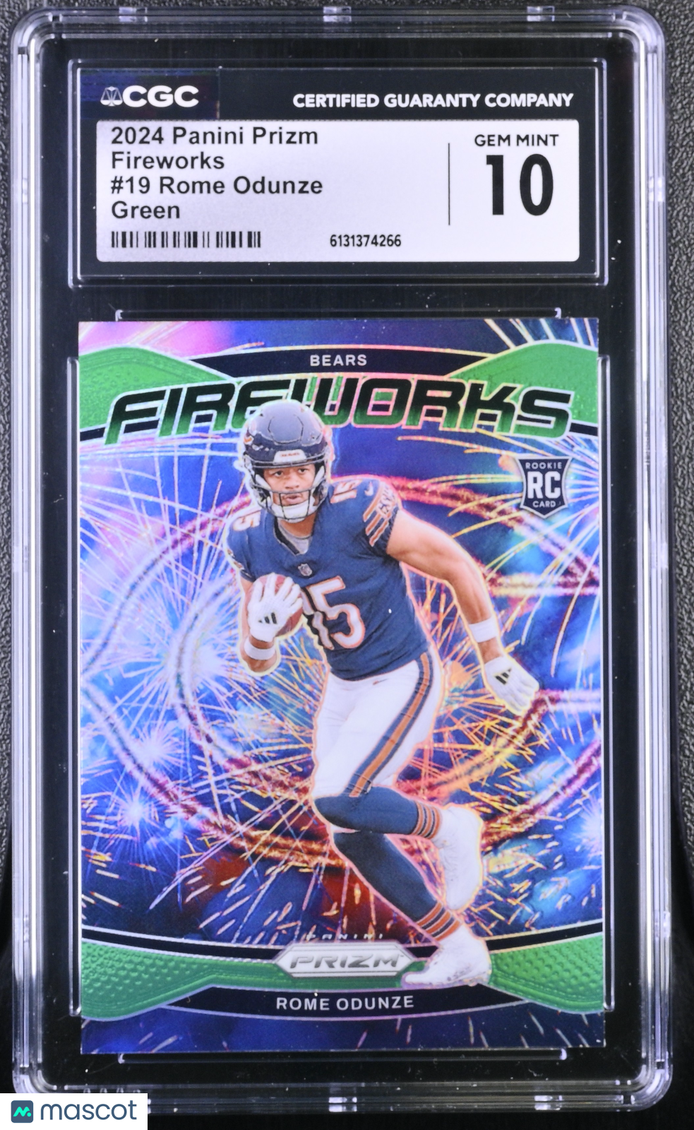 2024 Panini Prizm Rome Odunze #19 Green Fireworks CGC 10
