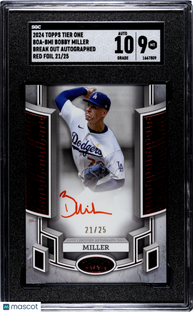 2024 Topps Tier One Bobby Miller #BOA-BMI Break Out Auto Red Foil SGC 9 Auto 10