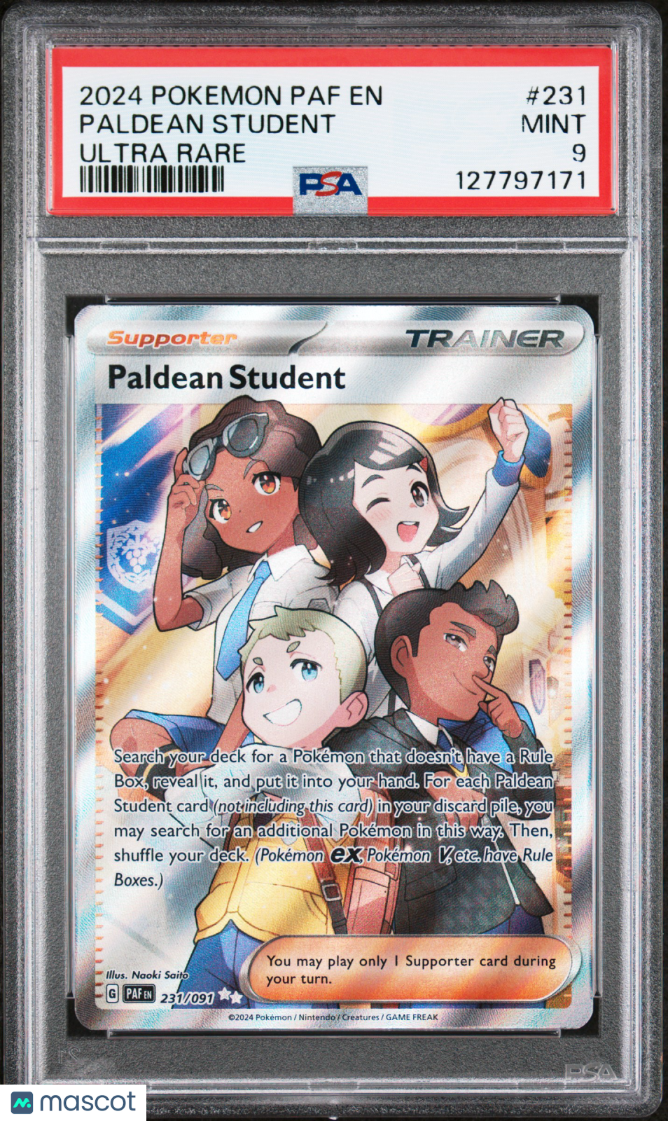 2024 Pokemon Paf EN-Paldean Fates Students In Paldea Ultra Rare PSA 9 #231
