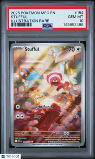 2025 Pokemon Meg EN-Mega Evolution Stufful Illustration Rare PSA 10 #154