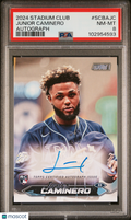 2024 Topps Stadium Club Base Autographs Junior Caminero #SCBAJC PSA 8Auto