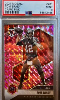 2021 Panini Mosaic #201 Tom Brady Prizm Camo Pink PSA 9